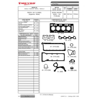 JUNTA DE CARTER MEYRO FORD FIESTA 1.6L ZETEC MEY-07-3170 GS