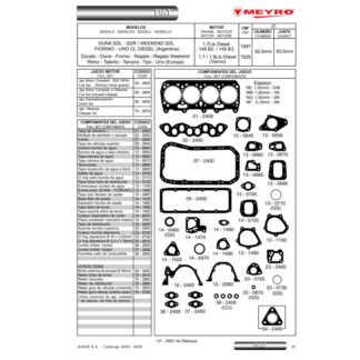 JUNTA DE CARTER MEYRO FIAT DUNA 1.7L 146B2.000 MEY-07-2400 CP